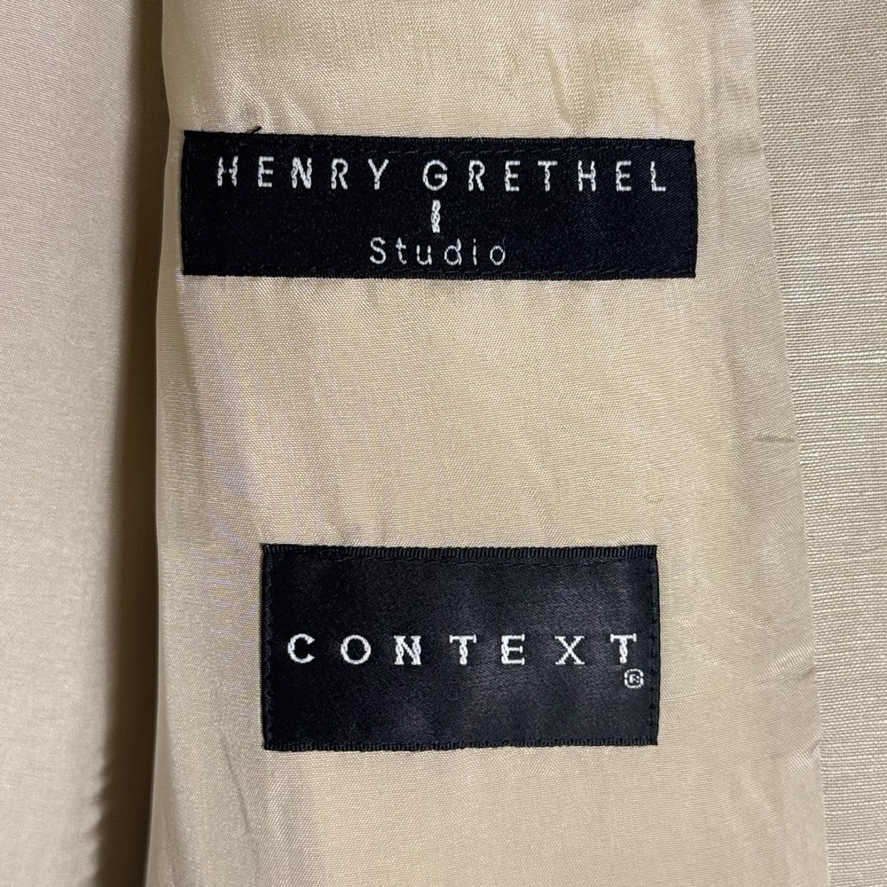 Henry Grethel Context Linen Jacket Mens Large Beige Blazer Sport Coat Vintage‎ - Picture 7 of 15